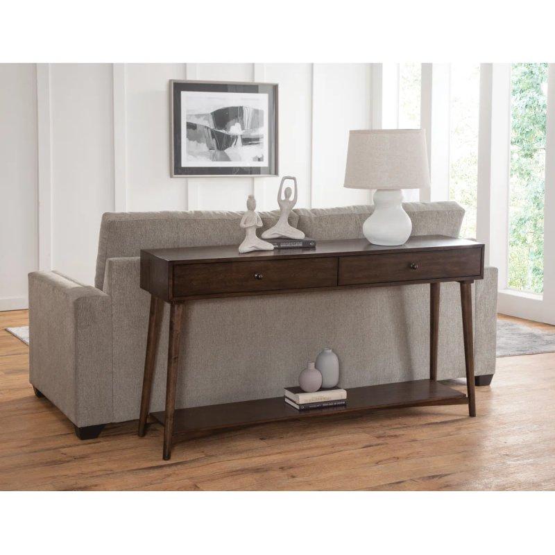 Tarçın Kahve Masif ve Endüstriyel Ahşap 2 Çekmeceli Alt Raflı Koltuk Arkası Dresuar - 153x36x82 cm - 131968