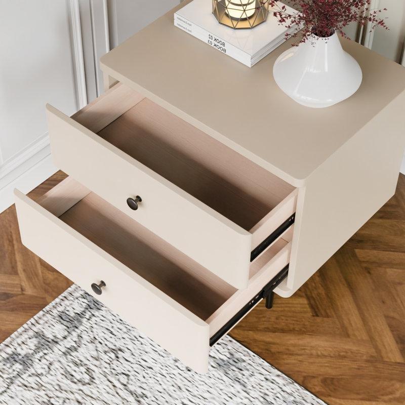 Turuncu Deri Kaplama Metal Ayaklı Komodin - 51x51x41 cm - 128134