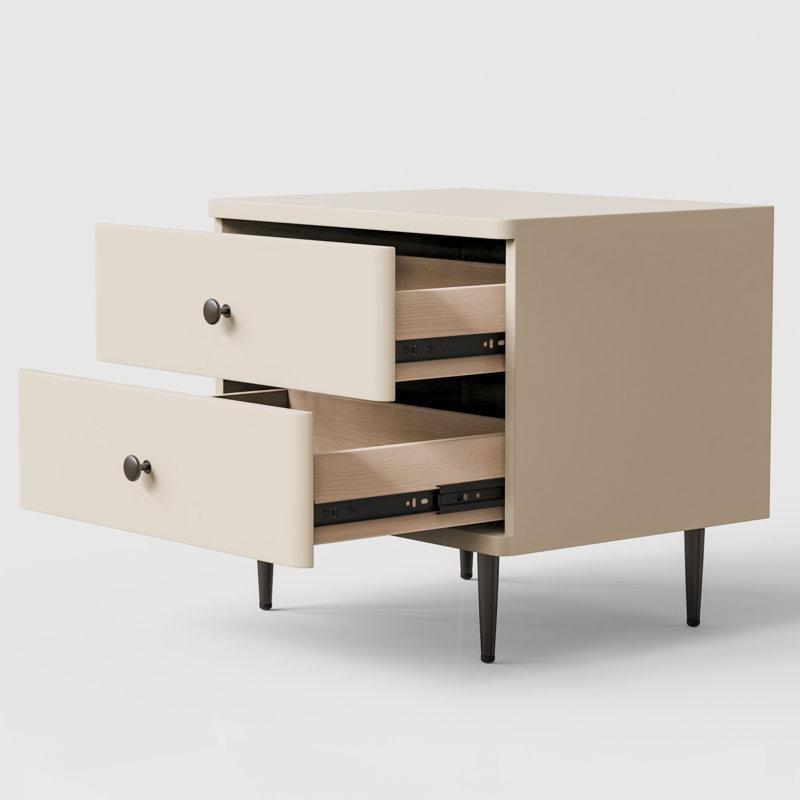 Turuncu Deri Kaplama Metal Ayaklı Komodin - 51x51x41 cm - 128134