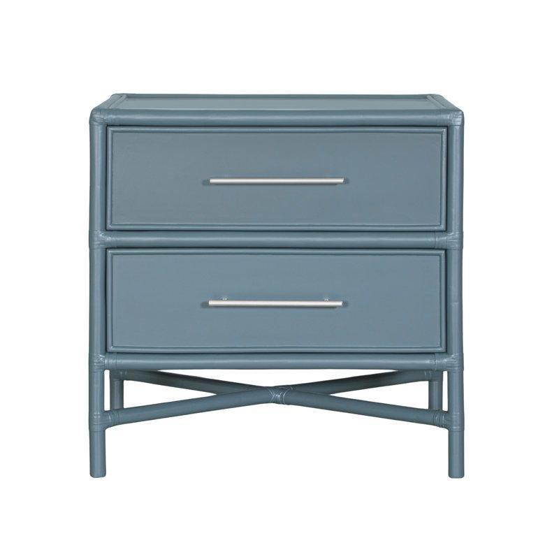 Turuncu Rattan ve Ahşap İki Çekmeceli Komodin - 72x72x51 cm - 128131