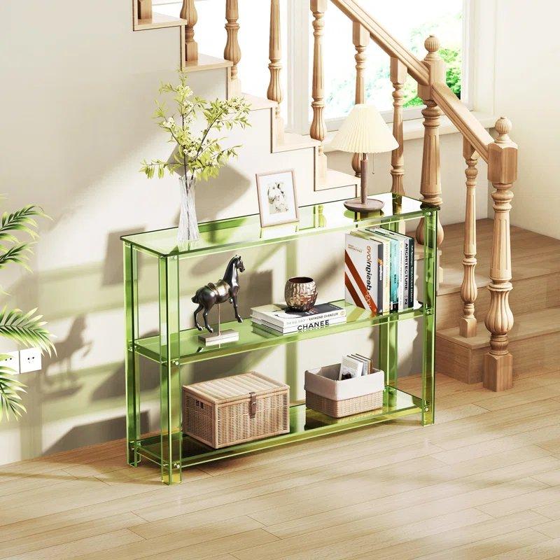 Yeşil Akrilik 3 Raflı Modern Tasarım Dresuar - 117x29x81 cm - 132739