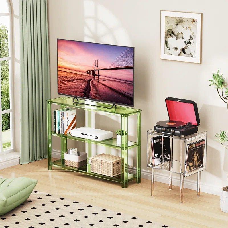 Yeşil Akrilik 3 Raflı Modern Tasarım Dresuar - 117x29x81 cm - 132739