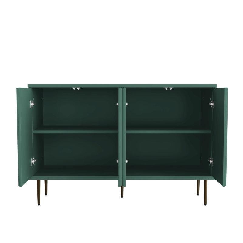 Yeşil Endüstriyel Ahşap 3D Çiçek Desenli Konsol - 120x40x80 cm - 129097