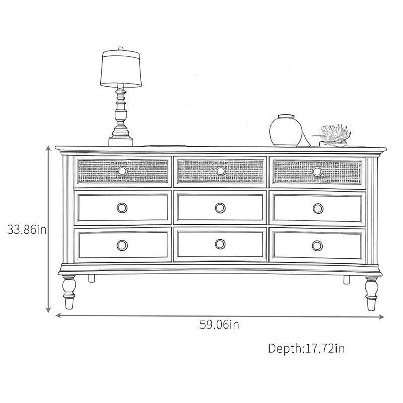 Yeşil Huş Ağacı Ayaklı Çok Çekmeceli Konsol - 150 cm - 129076