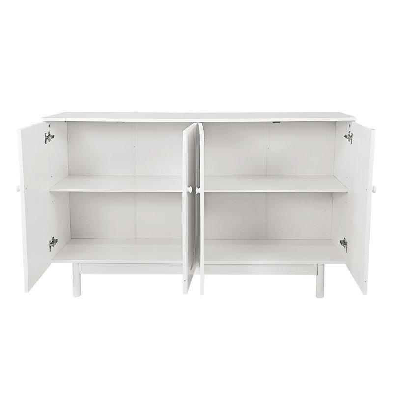 Yeşil Masif Ayaklı Kemer Oymalı 4 Kapaklı Konsol - 150x40x90 cm - 129085
