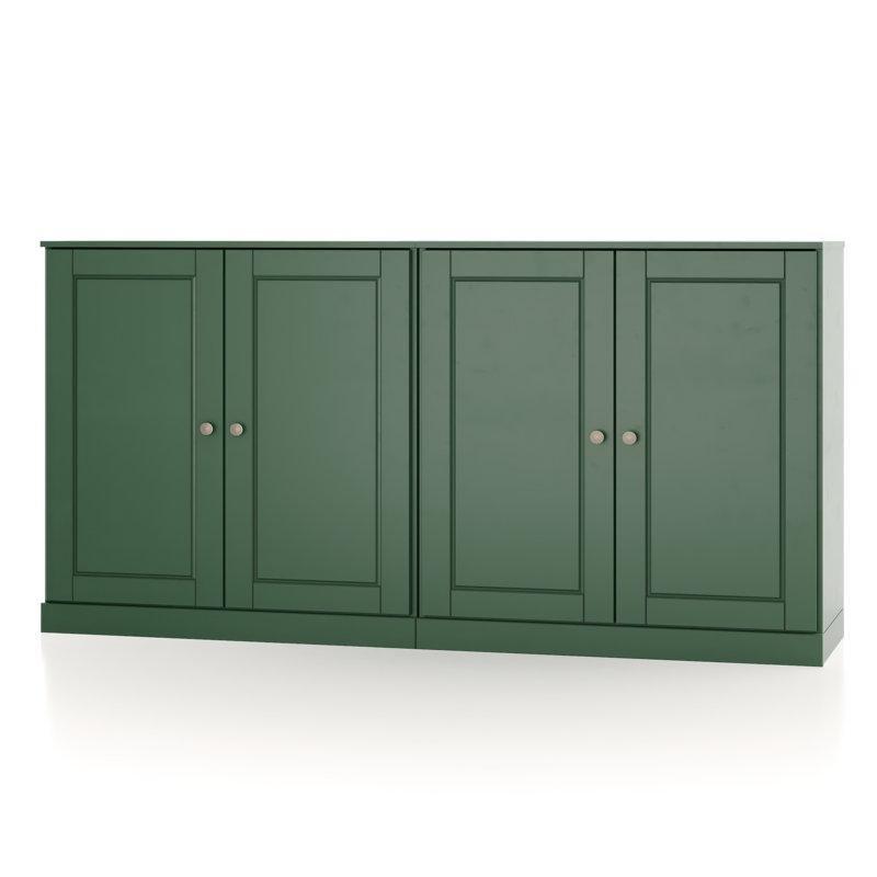 Yeşil Masif Çam Ağacı 4 Kapaklı Ayarlanabilir Raflı Konsol - 163x91x40 cm - 129073
