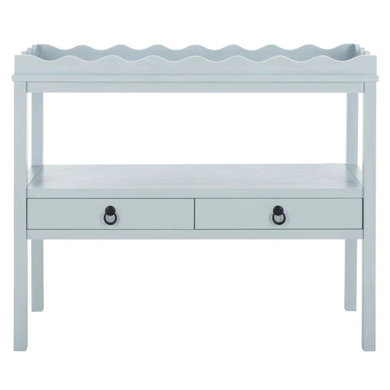 Yeşil Masif Çam Ayaklı 2 Çekmeceli Raflı Dresuar - 90x33x75 cm - 132508