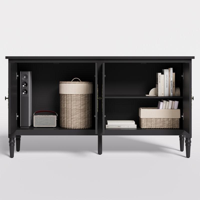 Yeşil Masif Çam ve MDF 4 Kapaklı Bronz Kulplu Konsol - 150 cm - 128797