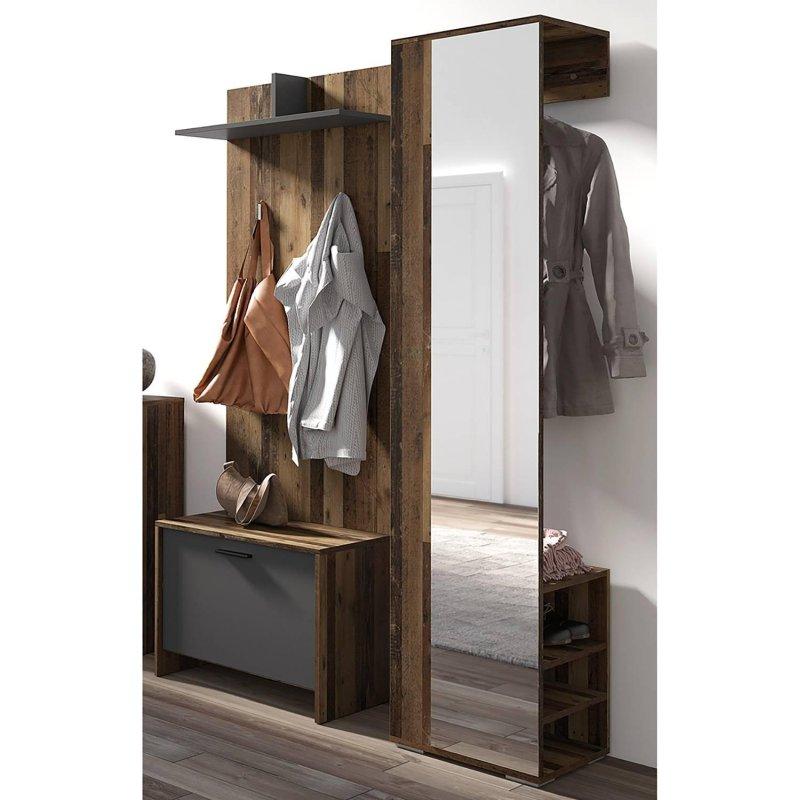 3 Parçalı Oturaklı Siyah Kulplu Portmanto Vestiyer - 100 cm - 159313