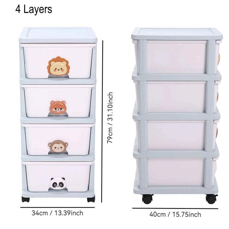 4 Katlı Tekerlekli Plastik Oyuncak Dolabı - 81x35x41 cm - 150135