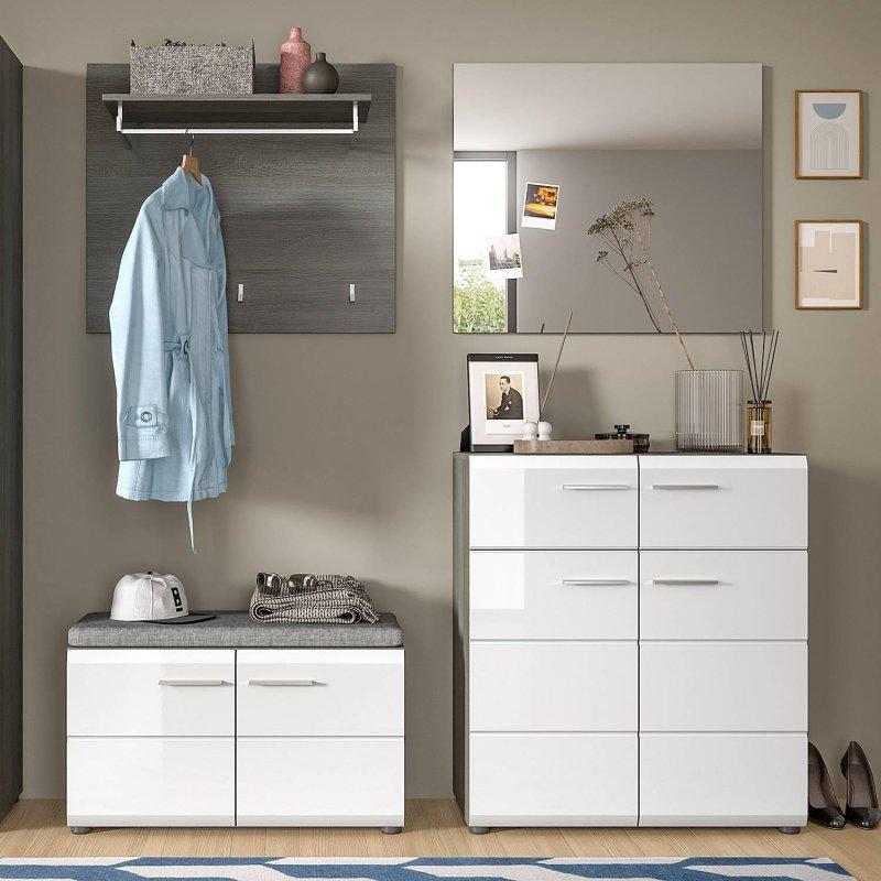 4 Parça Aynalı Oturaklı Çekmeceli Suntalam Portmanto Vestiyer Seti - 175 cm - 159052