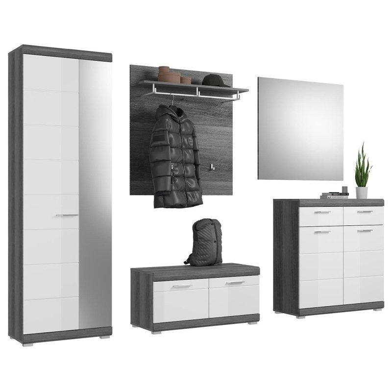 5 Parçalı Aynalı Ahşap Portmanto Vestiyer Seti - 272 cm - 158800