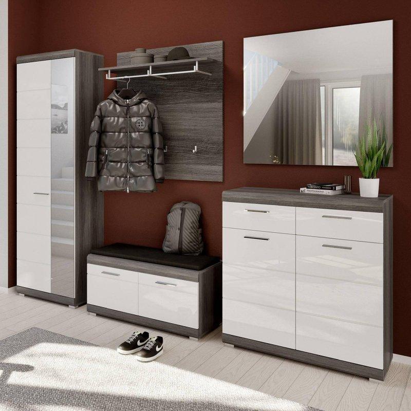 5 Parçalı Aynalı Ahşap Portmanto Vestiyer Seti - 272 cm - 158800