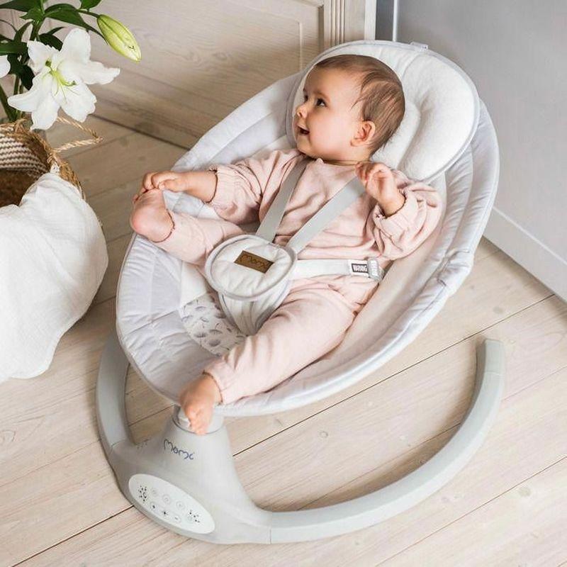 Açık Gri Bluetoothlu Uzaktan Kumandalı Cibinlikli 5 Hızlı Ana Kucağı Beşik - 162442