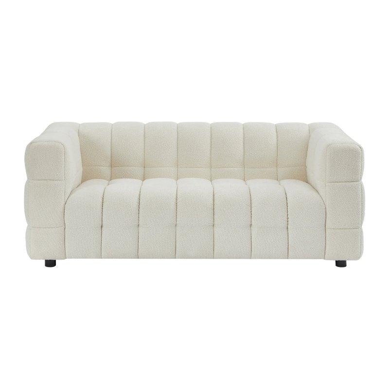 Açık Gri Buklet Kumaş Ahşap Ayaklı Kapitoneli İkili Koltuk - 189 cm - 156085