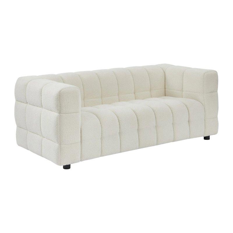 Açık Gri Buklet Kumaş Ahşap Ayaklı Kapitoneli İkili Koltuk - 189 cm - 156085