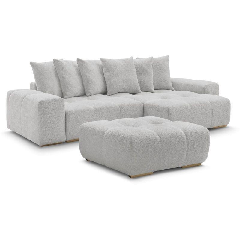 Açık Gri Buklet Kumaş Yönü Değiştirilebilir Köşe Koltuk - 310x160 cm - 152052