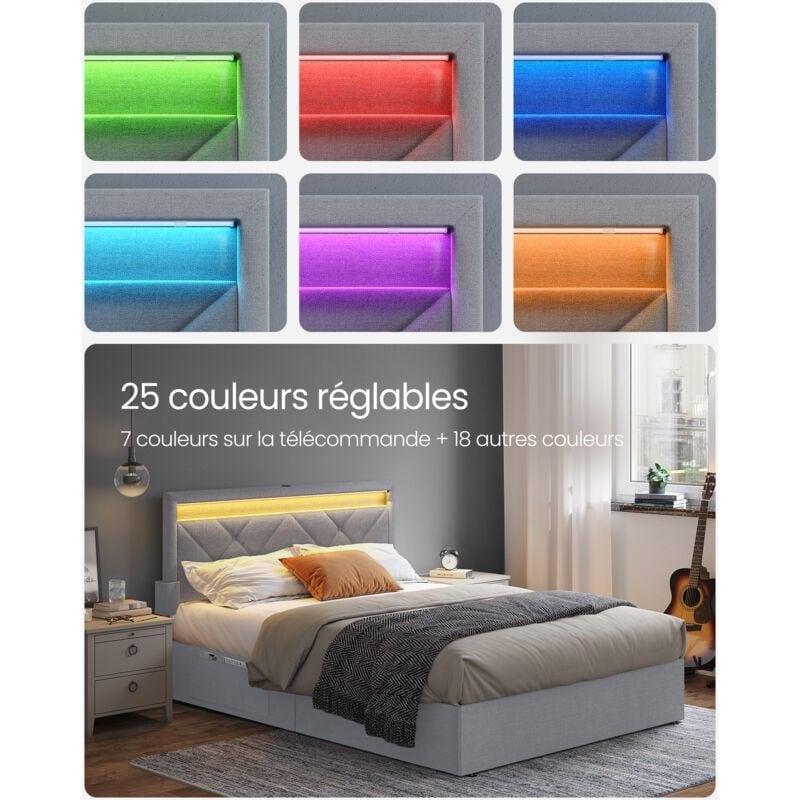 Açık Gri Çelik LED Işıklı 4 Çekmeceli USB Portlu Ayarlanabilir Başlıklı Baza - 140x190 cm - 143857