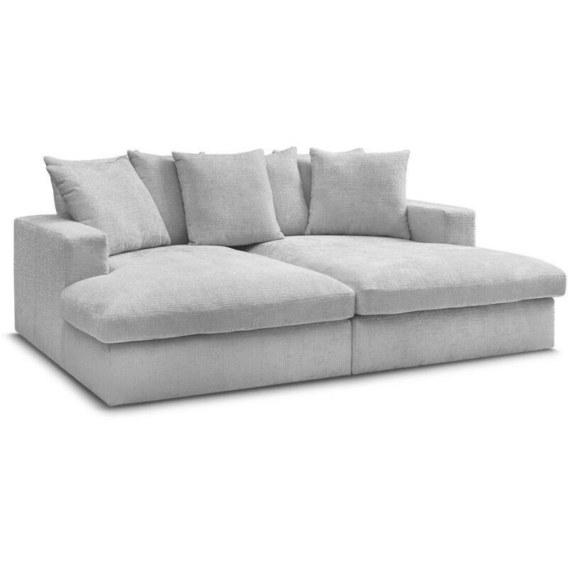 Açık Gri Dokulu Kumaş Derin Oturumlu 3 Kişilik Ahşap İskeletli Koltuk - 224x145 cm - 152150