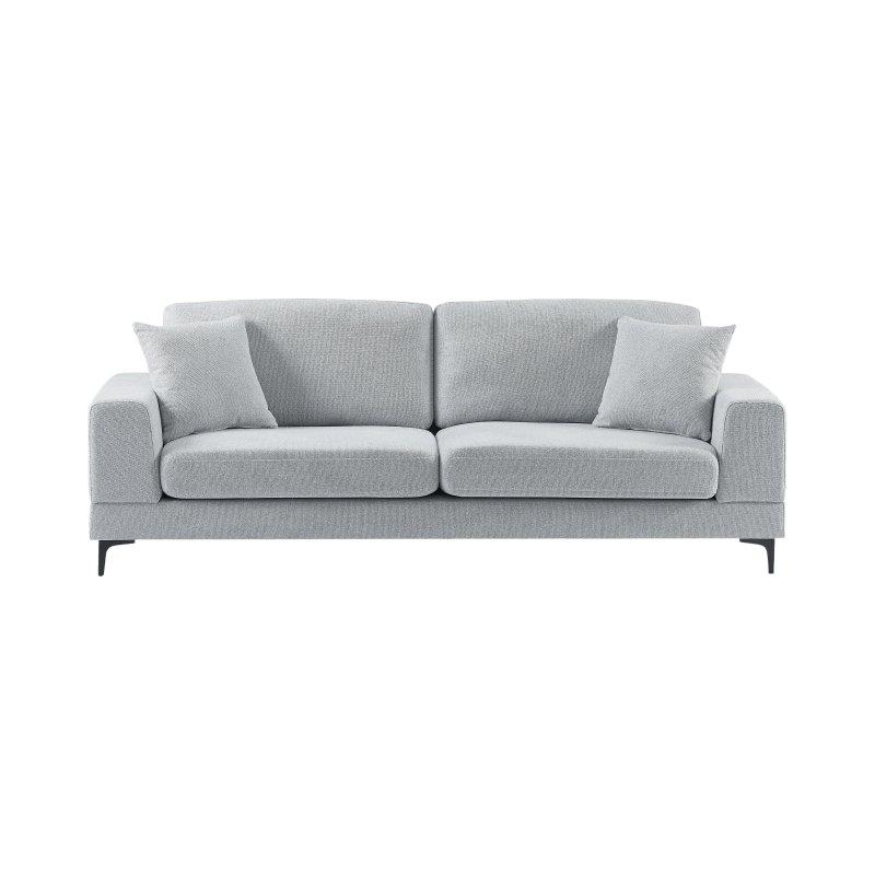 Açık Gri Dokulu Kumaş Metal Ayaklı Üçlü Koltuk - 227 cm - 156067