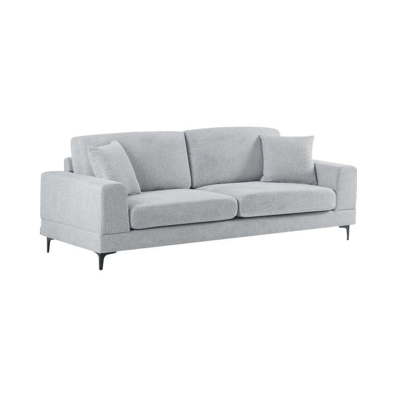 Açık Gri Dokulu Kumaş Metal Ayaklı Üçlü Koltuk - 227 cm - 156067