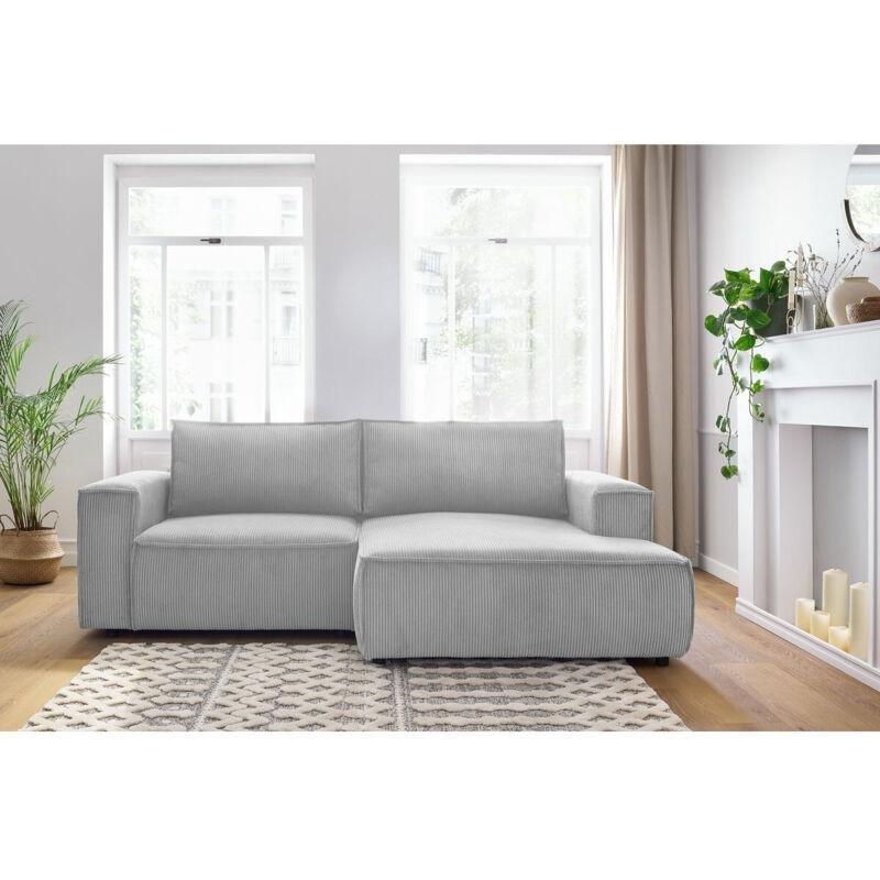 Açık Gri Fitilli Kadife Kumaş Sağ Köşe Koltuk - 240x148 cm - 152402