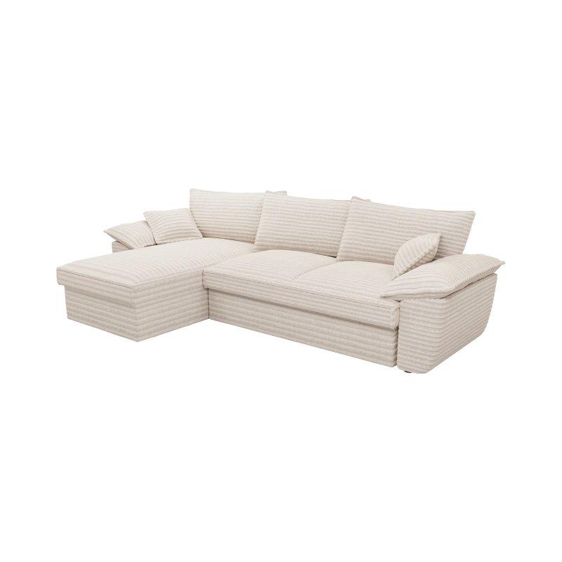 Açık Gri Fitilli Kadife Yataklı Sandıklı Sol Köşe Koltuk - 257x168 cm - 156055