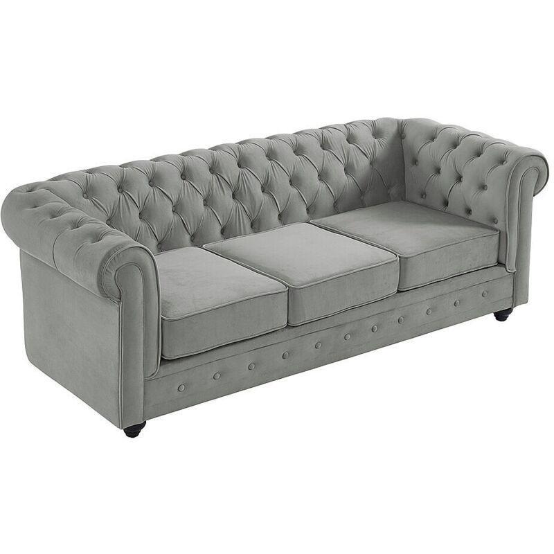 Açık Gri Kadife Kapitoneli Chesterfield 31 Koltuk Takımı - 152264