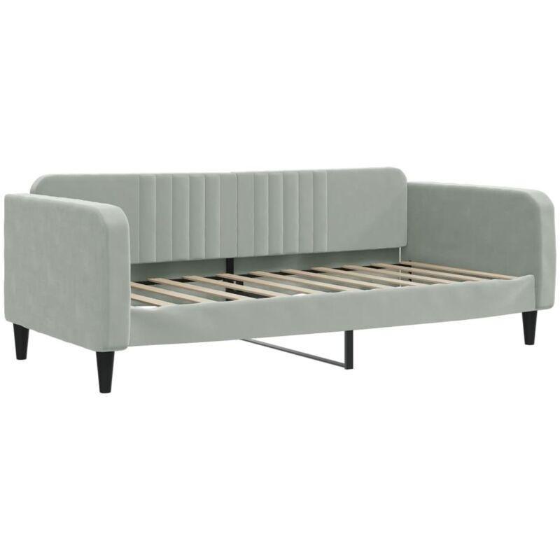 Açık Gri Kadife Metal Yataklı Uzanma Koltuğu - 90x190 cm - 154277