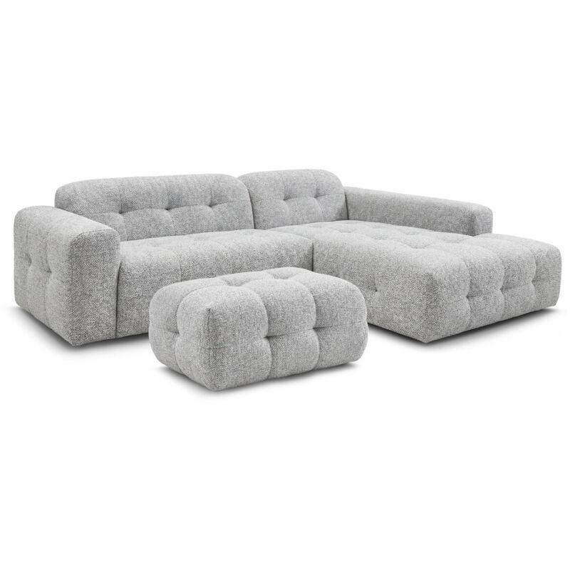 Açık Gri Kırçıllı Kumaş Puflu Sağ Köşe Koltuk - 293x168 cm - 151991