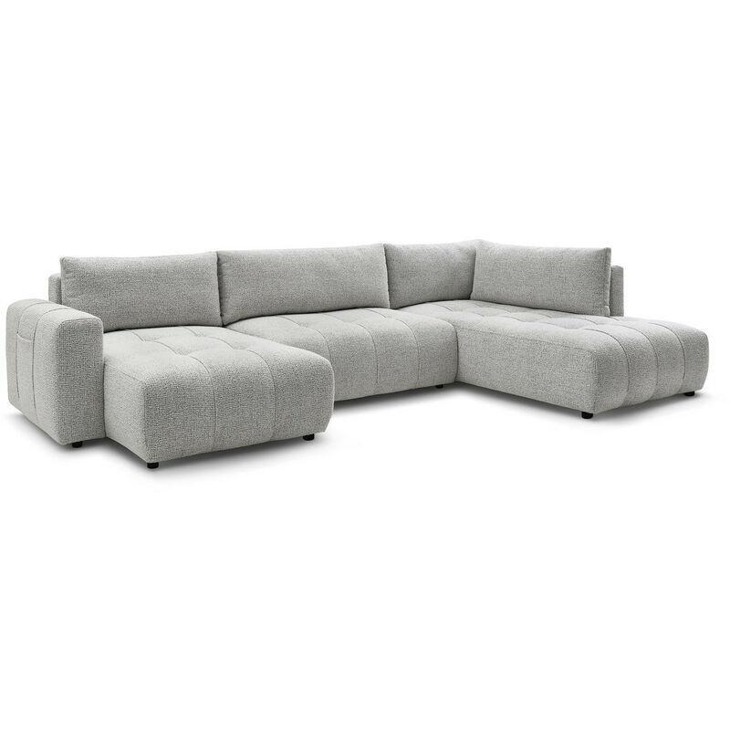 Açık Gri Kırçıllı Kumaş Yataklı Sandıklı Panoramik Koltuk - 370 cm - 153870