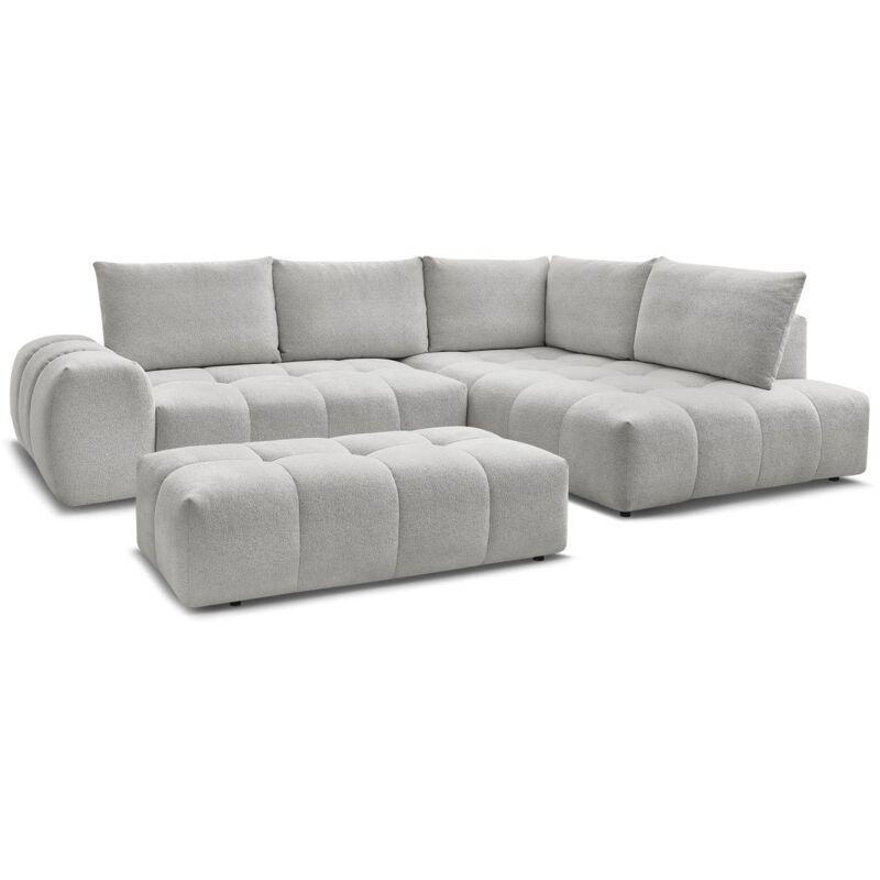 Açık Gri Kırçıllı Kumaş Yataklı Sandıklı Puflu Sağ Köşe L Koltuk - 320x212 cm - 153014