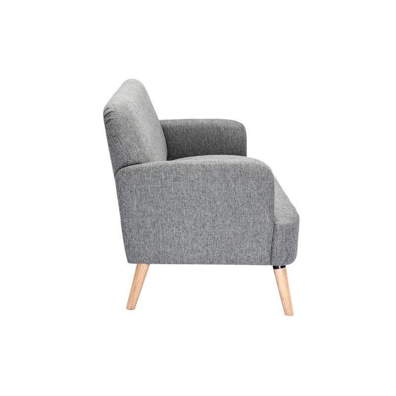 Açık Gri Kumaş 2 Kişilik İskandinav Koltuk Masif Kauçuk Ağacı Ayaklı - 131 cm - 154064