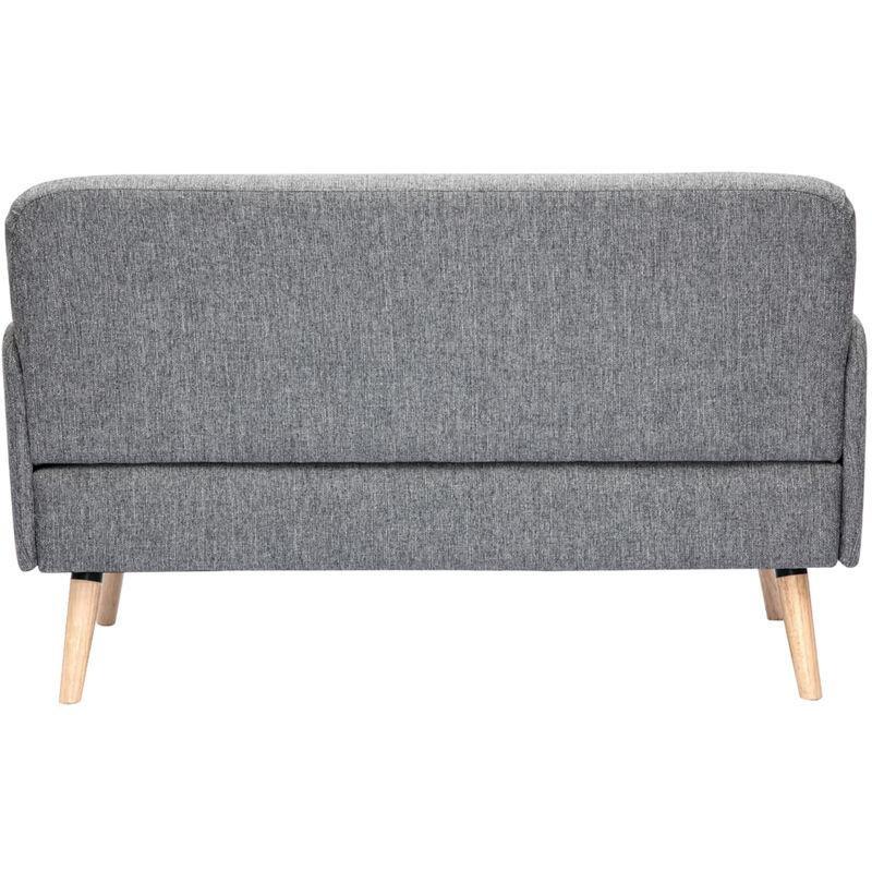 Açık Gri Kumaş 2 Kişilik İskandinav Koltuk Masif Kauçuk Ağacı Ayaklı - 131 cm - 154064