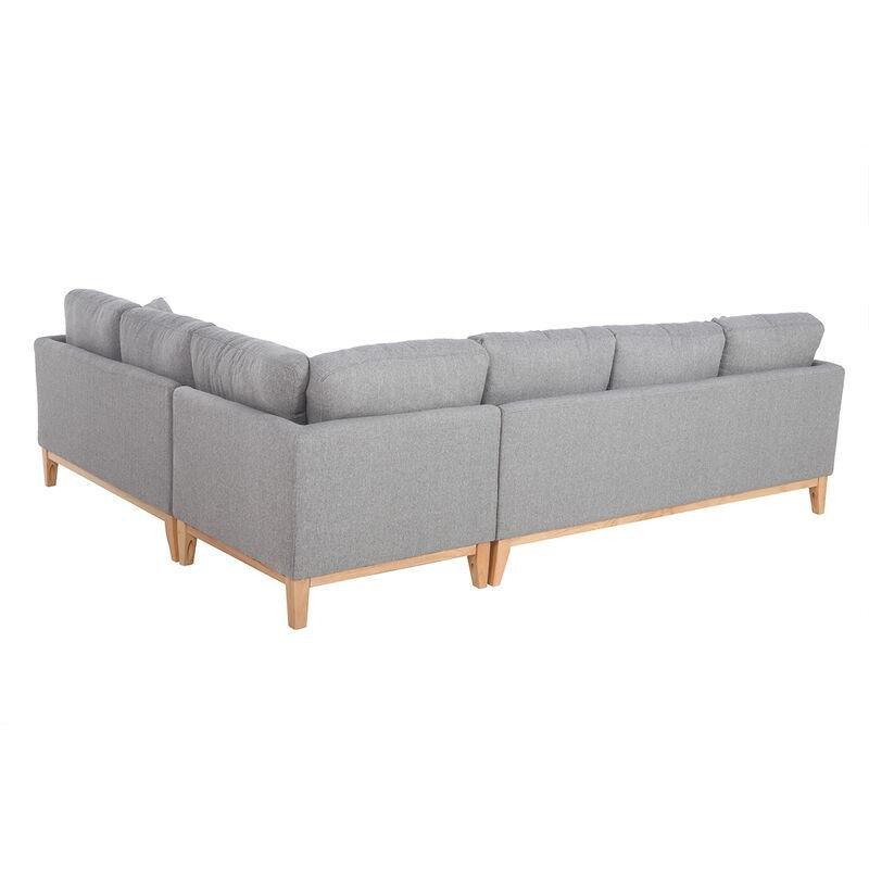 Açık Gri Kumaş Ahşap Ayaklı Çıkarılabilir Kılıflı İskandinav Köşe Koltuk - 250x197 cm - 153359