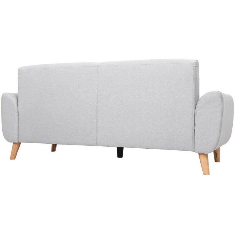 Açık Gri Kumaş Ahşap Ayaklı Yastıklı 3 Kişilik Koltuk - 185 cm - 153404
