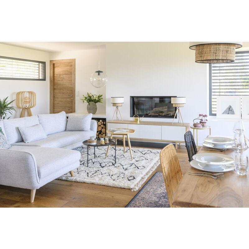 Açık Gri Kumaş İskandinav Sol Köşe Koltuk 5 Kişilik Ahşap Ayaklı - 268x172 cm - 153260