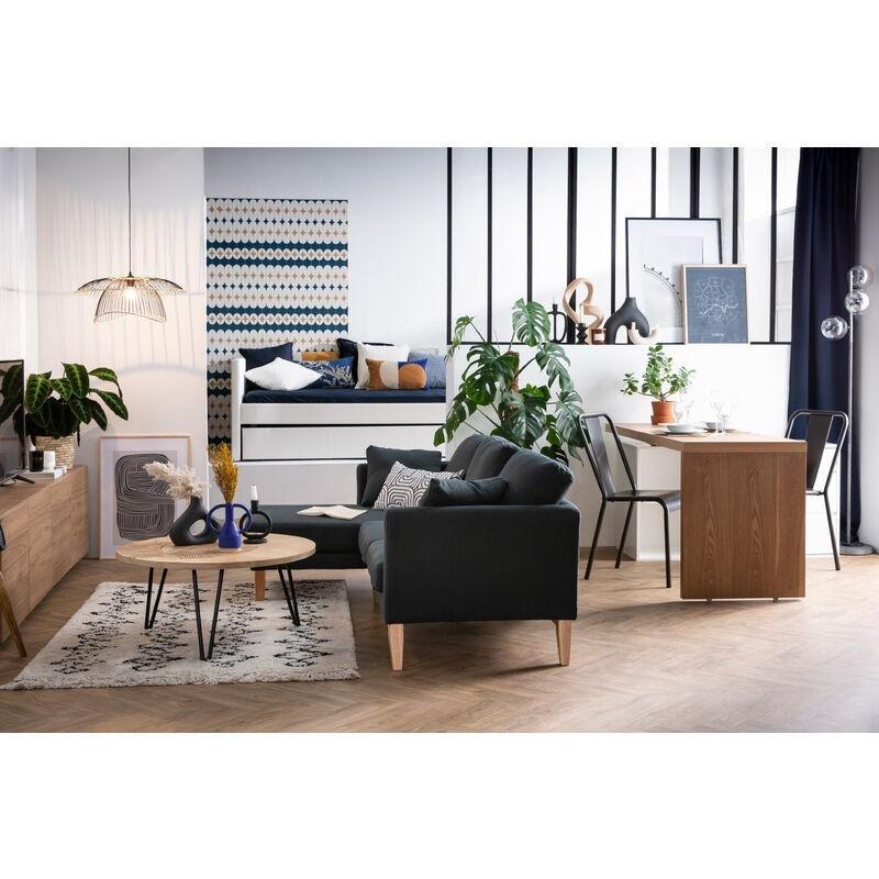 Açık Gri Kumaş İskandinav Tasarım Sol Köşe Koltuk Masif Kauçuk Ağacı Ayaklı - 192x130 cm - 153267