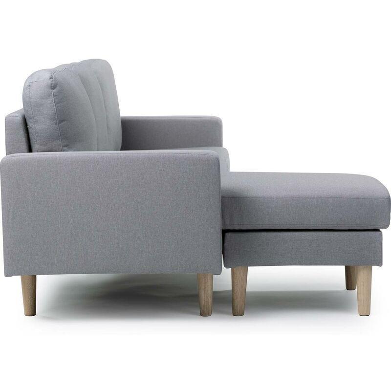 Açık Gri Polyester Kumaş Ahşap Ters Çevrilebilir Uzanma Modüllü Köşe Koltuk - 194x75 cm - 152451