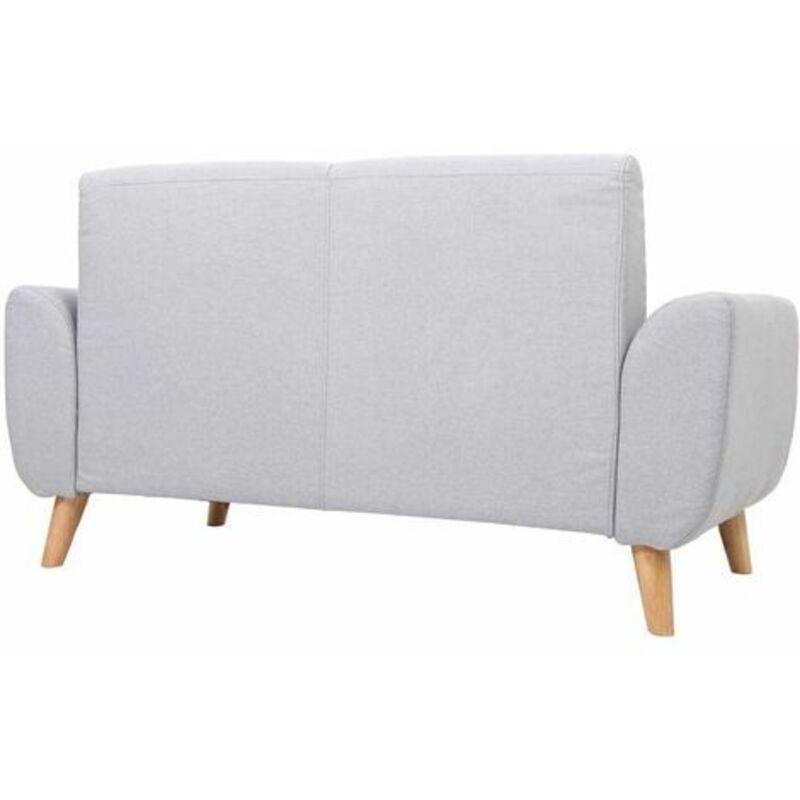 Açık Gri Polyester Kumaş Masif Ahşap Ayaklı İskandinav İkili Koltuk - 145 cm - 154077