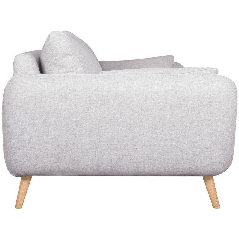 Açık Gri Polyester Kumaş Masif Kayın Ayaklı İskandinav Tasarım Üçlü Koltuk - 206 cm - 154098