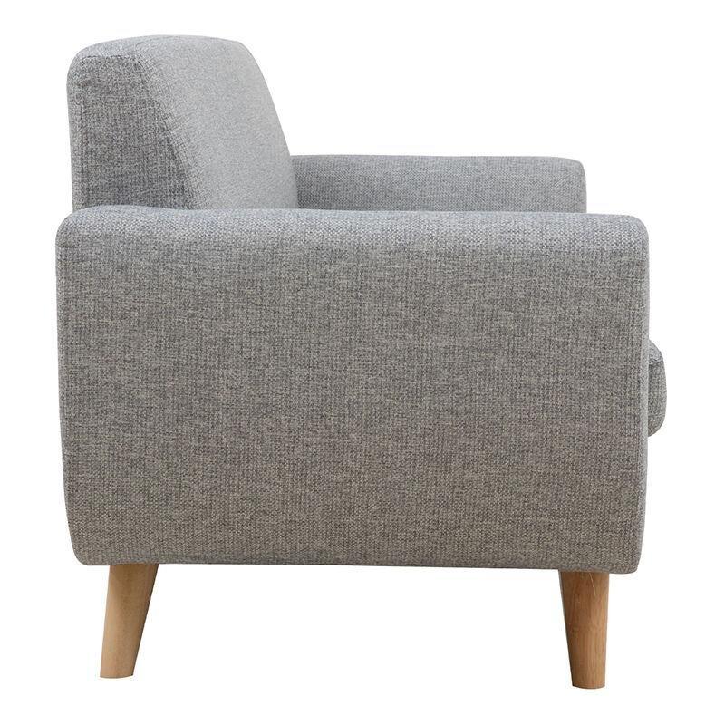 Açık Gri Polyester Kumaş ve Masif Ahşap Ayaklı İskandinav 3 Kişilik Koltuk - 190 cm - 154105