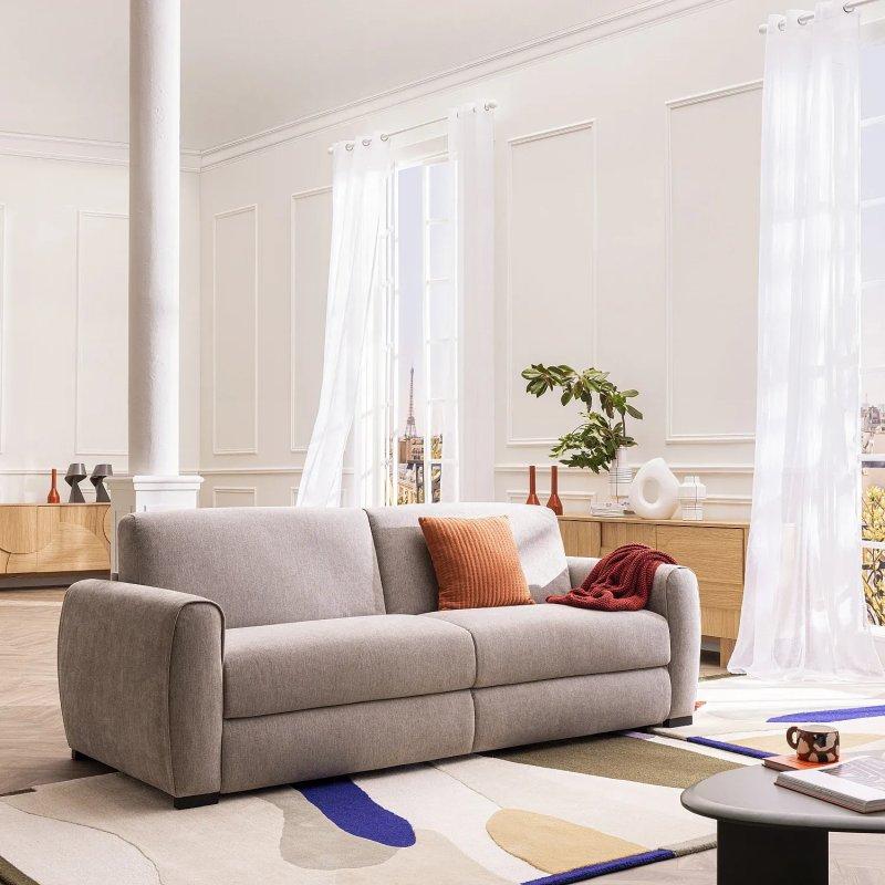 Açık Gri Şönil Kumaş Yataklı 3 Kişilik Koltuk - 222 cm - 154955