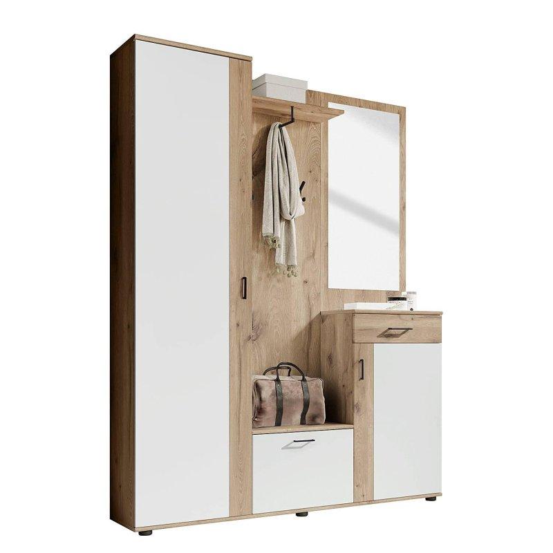 Açık Gri ve Viking Meşe Sunta 3 Kapaklı Çekmeceli Portmanto Vestiyer - 145x184x29 cm - 159085