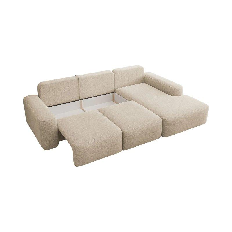 Açık Kahverengi Şönil Kumaş Yataklı Sağ Köşe Koltuk - 264x162 cm - 155656