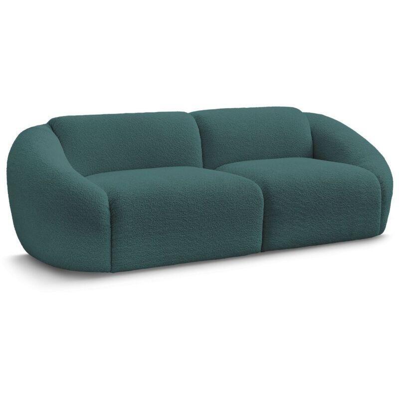 Açık Mavi Buklet Kumaş 3 Kişilik Sabit Koltuk - 250 cm - 153599
