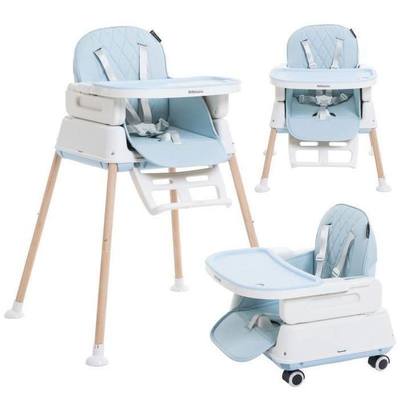 Açık Mavi Çelik Ayaklı 5 Modlu Katlanabilir Mama Sandalyesi - 90x67x60 cm - 162598