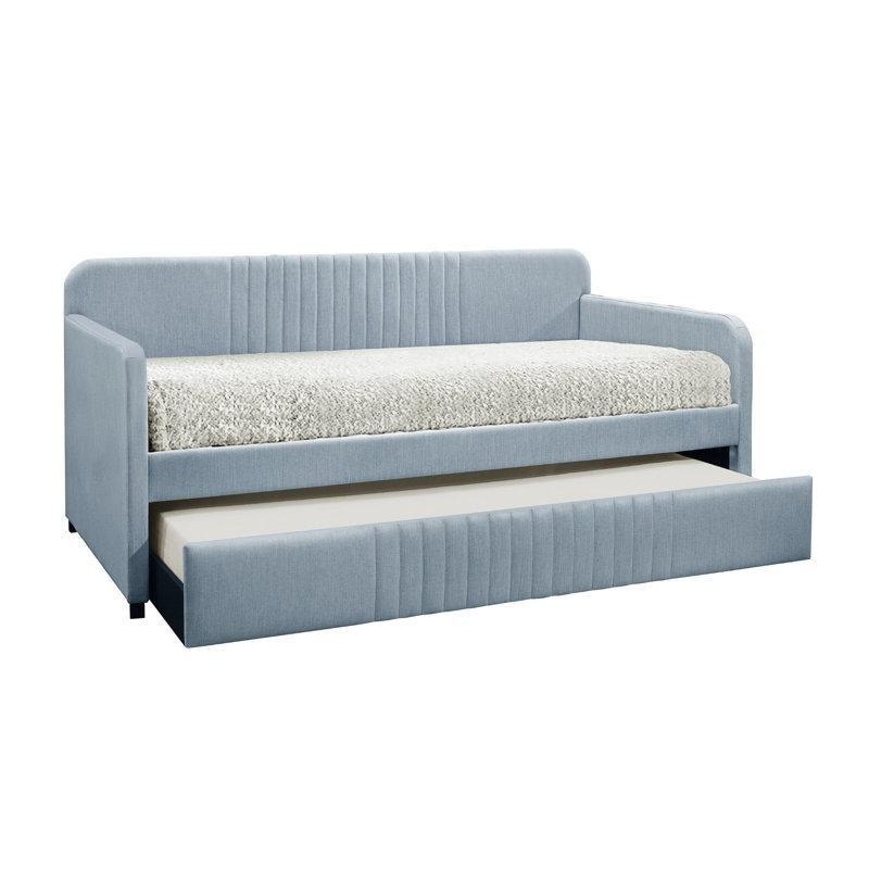 Açık Mavi Keten Dokulu Yavru Yataklı Daybed Karyola - 209x109 cm - 142726