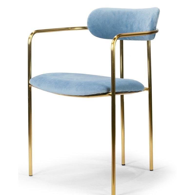 Açık Mavi Kumaş Döşemeli 2li Set Gold Sandalye - 145983