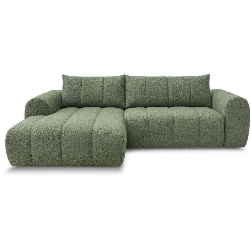 Açık Yeşil Kırçıllı Kumaş Ahşap İskeletli Sol Köşe 3 Kişilik Koltuk - 272x82 cm - 152017